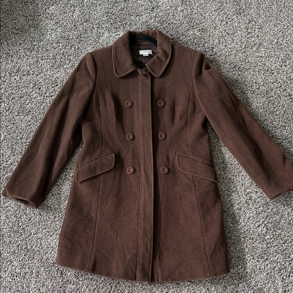LOFT Brown Double-Breasted Pea Coat - Picture 4 of 5